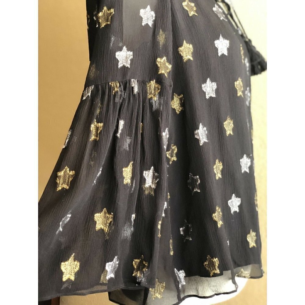 Rebecca Minkoff Womens Black Chiffon Top Size S - Picture 10 of 12
